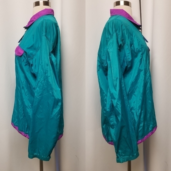 Vintage 80s Retro L.L.Bean Aqua Berry Windbreaker Jacket USA Made Woman's Large - Picture 2 of 7